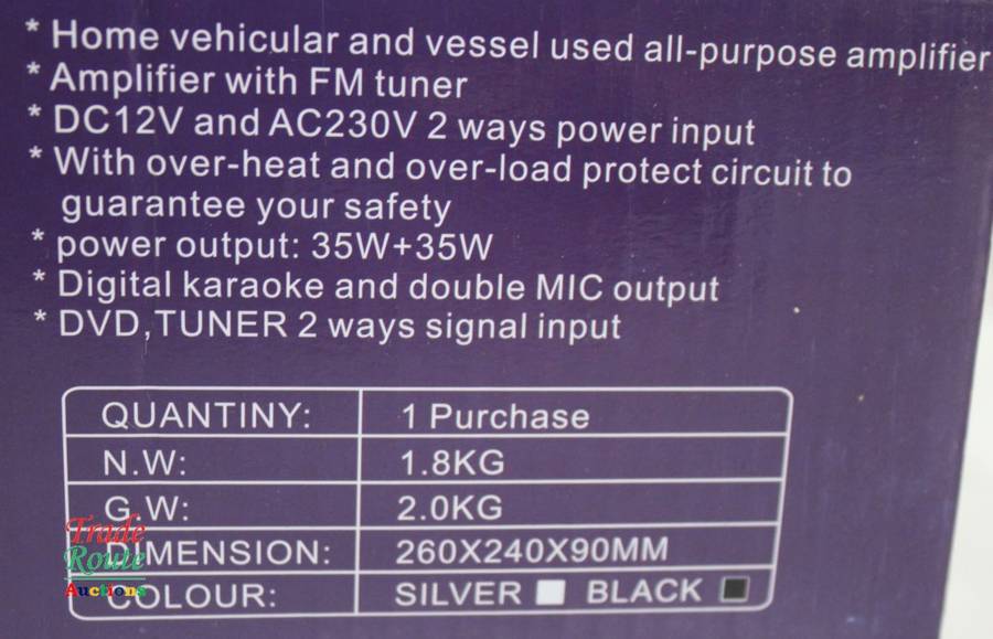 AFR Digital Audio Amplifier AMP-525 FM RADIO - USB - SD CARD - 12V DC / 220V AC