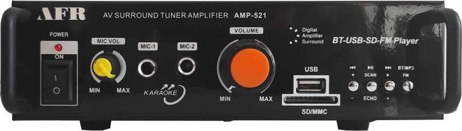 AFR Digital Audio Amplifier AMP-521 FM RADIO - USB - SD CARD - 12V DC / 220V AC