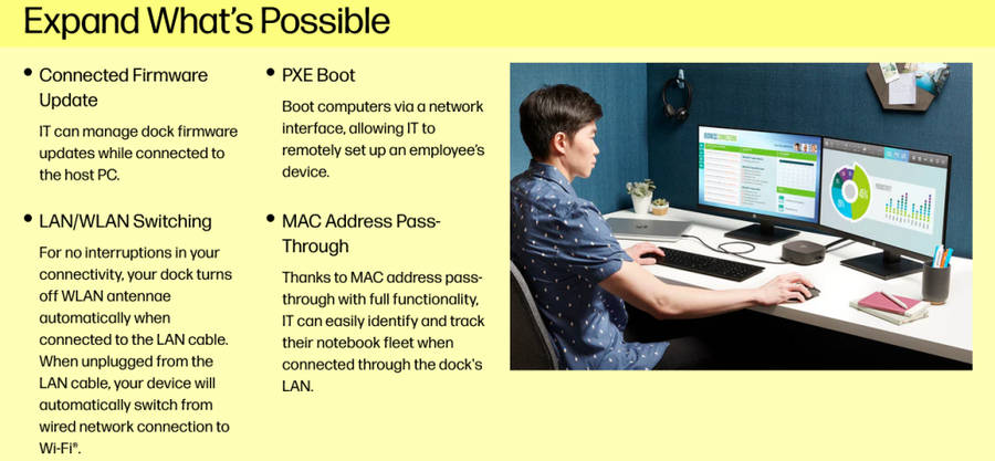 HP USB-C G5 Essential Docking Station 8-in-1 Adapter for USB-C Thunderbolt-Enabled Laptops PCs