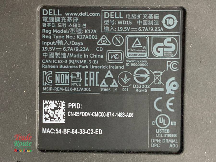 Dell business dock WD15 USB-C Docking Station K17A USB-C K17A001  - [Power Adapter Not Included]