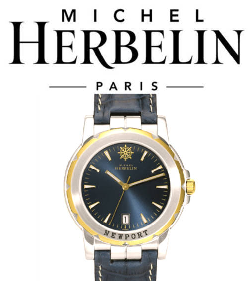 Michel Herbelin Men's Newport Blue leather Strap Watch  *** R 9,000-00 *** 2013 Specials
