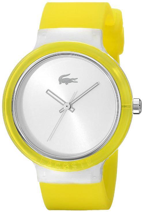 Lacoste Goa Silver Dial Yellow Silicone band Unisex Watch 2020057