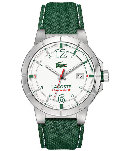 Lacoste Men's 2010726 Darwin Green Leather Strap Watch - Brand New