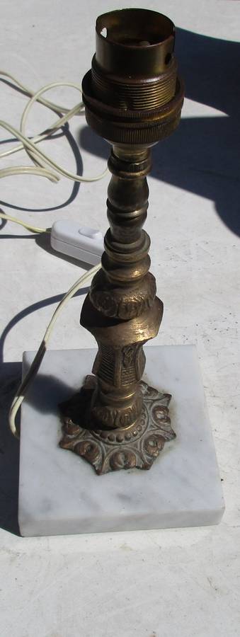 Brass and marble table lamp