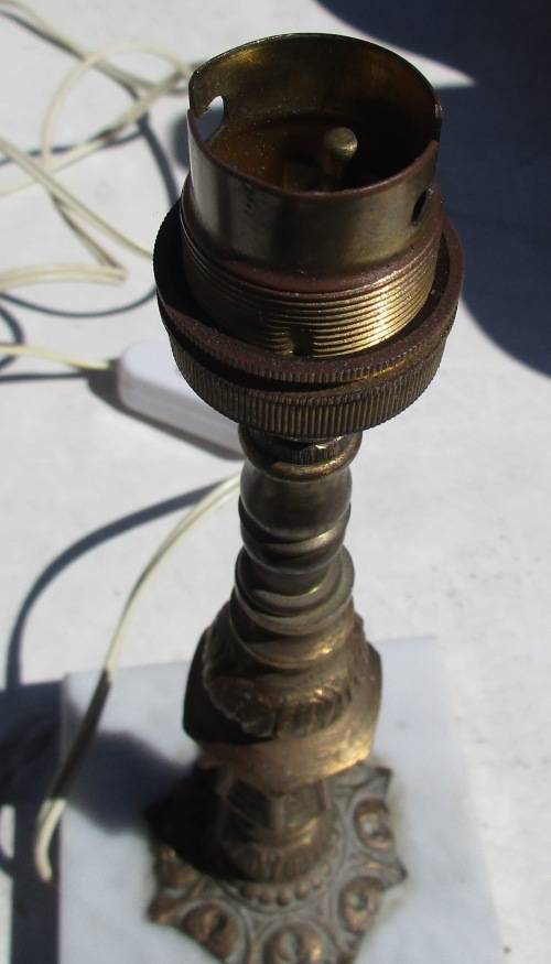 Brass and marble table lamp