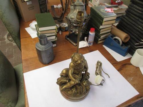 GILDED CHERUB LAMP