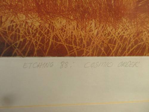 SOUTH AFRICAN SIGNED PRINT  VERONA HIGGS 1990 COSMIC ORDER