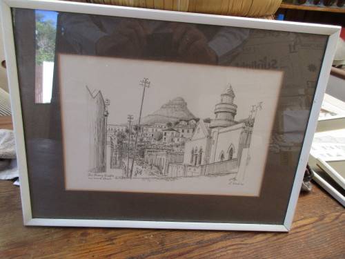 BEAUTIFUL PENCIL SKETCH R WARD THE MALAY QUARTER AND LIONS HEAD