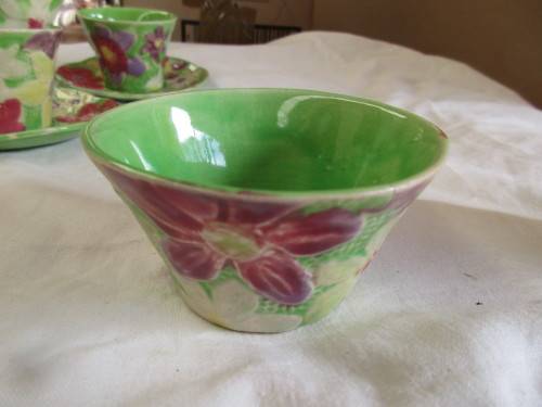 6SHORTER AND SONS 1930'S DEMI TASSE EXPRESSO CUPS AND SAUCERS WITH MILK JUG AND SUGAR BOWL