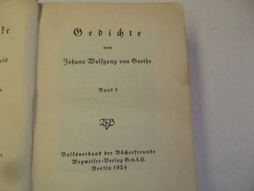LOVELY 1924 GERMAN BOOK ON GOETHE'S  GEDICHTE