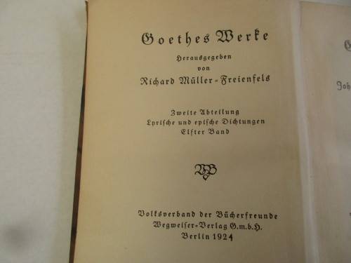 LOVELY 1924 GERMAN BOOK ON GOETHE'S  GEDICHTE