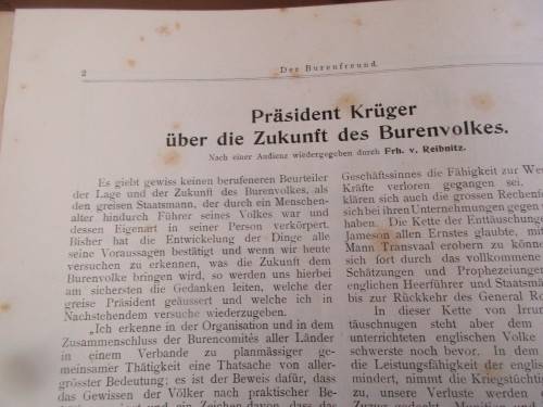 Der Burenfreund Officielles Organ Der Internationalen Burenliga C1901