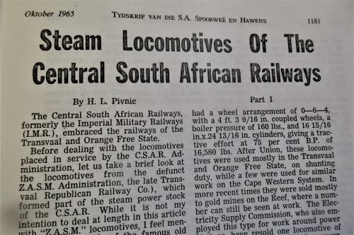 SOUTH AFRICAN TRANSPORT SERVICES MUSEUM OF RAILWAYS AND PEOPLE 1963-1965