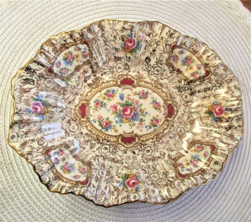 TWO JAMES KENT LONGTON  POMPADOUR PATTERN SNACK DISHES CHINTZ STYLE  C1960`S