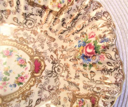 TWO JAMES KENT LONGTON  POMPADOUR PATTERN SNACK DISHES CHINTZ STYLE  C1960`S