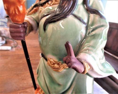 ABSOLUTELY BIG  BEAUTIFUL CHINESE WARRIOR FIGURINE WITH HALBERD PROBABLY YONGZHENG NIAN ZHI 2000`S