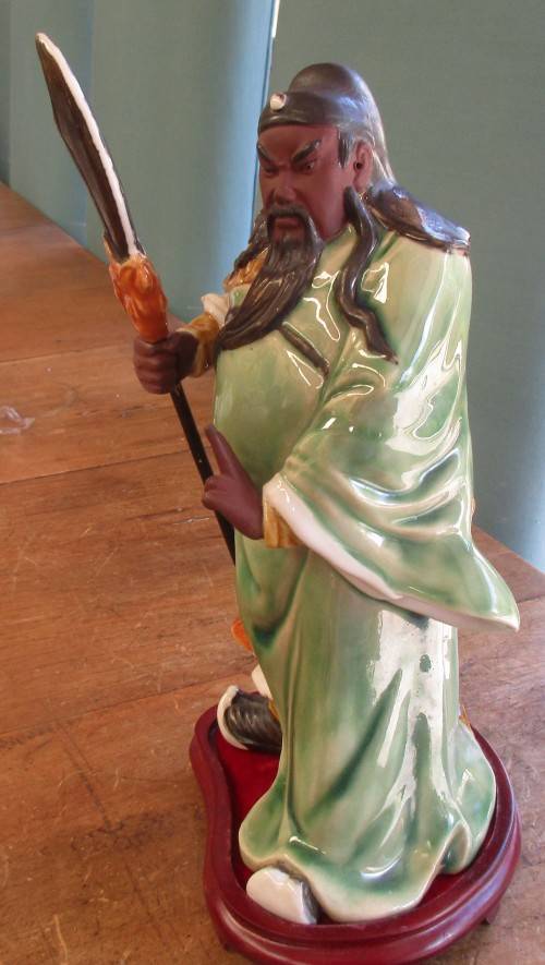 ABSOLUTELY BIG  BEAUTIFUL CHINESE WARRIOR FIGURINE WITH HALBERD PROBABLY YONGZHENG NIAN ZHI 2000`S
