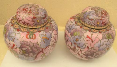 ABSOLUTELY BEAUTIFUL PAIR CHINESE CLOISONNE GINGER JARS