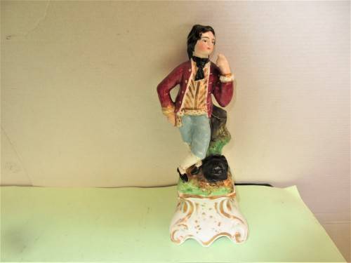 BEAUTIFUL PAIR STAFFORDSHIRE SPILL VASES AS FIGURES c 1870`s  HANDPAINTED.