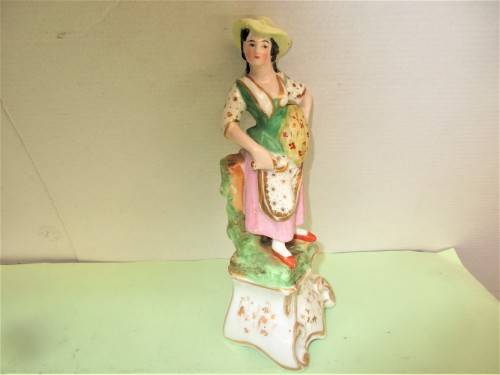 BEAUTIFUL PAIR STAFFORDSHIRE SPILL VASES AS FIGURES c 1870`s  HANDPAINTED.
