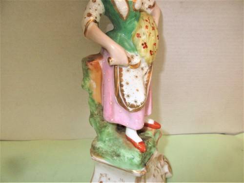 BEAUTIFUL PAIR STAFFORDSHIRE SPILL VASES AS FIGURES c 1870`s  HANDPAINTED.