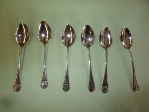 BEAUTIFUL SET OF SIX  A J BAILEY  BIRMINGHAM SILVER TEASPOONS  1969 MARKED `U`