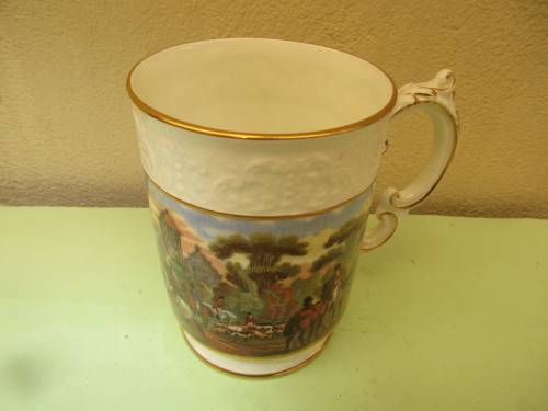 BEAUTIFUL PAIR OF COALPORT BEER MUGS ` THE MEET OF THE FOX HOUNDS`