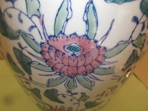 BEAUTIFUL BIG ZHONGGUO ZHI ZAO TEMPLE JAR HANDPAINTED C 1970