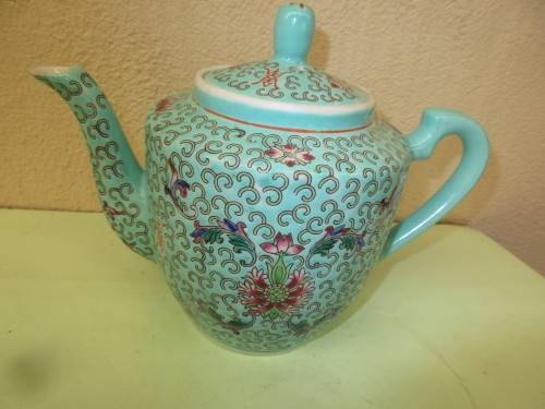 BEAUTIFUL ZHONGGUO JINGDEZHEN  TURQUOISE TEAPOT