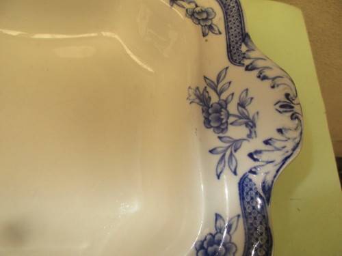 GRIM WADES  BLUE AND WHITE VEGETABLE DISH c 1930