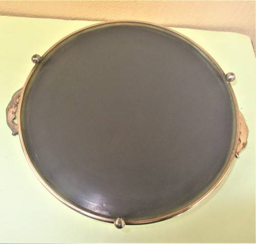 BEAUTIFUL SILVER PLATED TRAY ON THREE BALL FEET