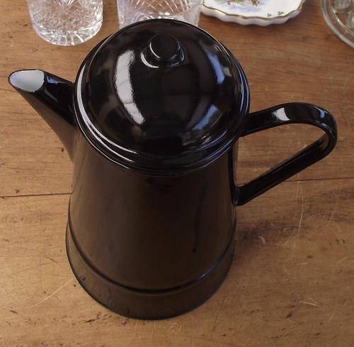 BLACK ENAMEL COFFEE POT