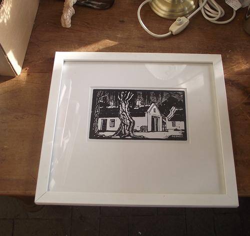 PRINT OF A PIERNEEF COTTAGE AMONGST TREES