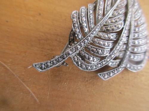 1960`S FERN BROOCH MARCASITE STYLE
