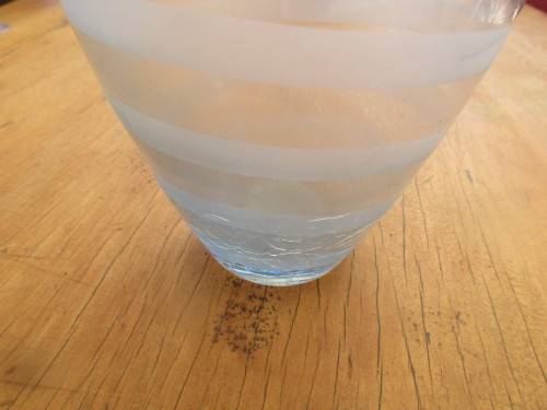 BEAUTIFUL 1950`S BLUE GLASS RIBBED VASE