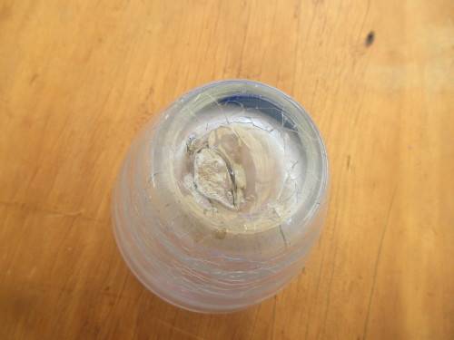 BEAUTIFUL 1950`S BLUE GLASS RIBBED VASE