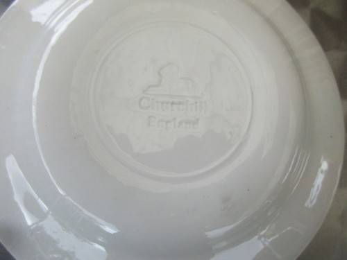 TWO CHURCHILL AND JOHNSON BROS BLUE AND WHITE WILLOW PATTERN SIDE PLATES