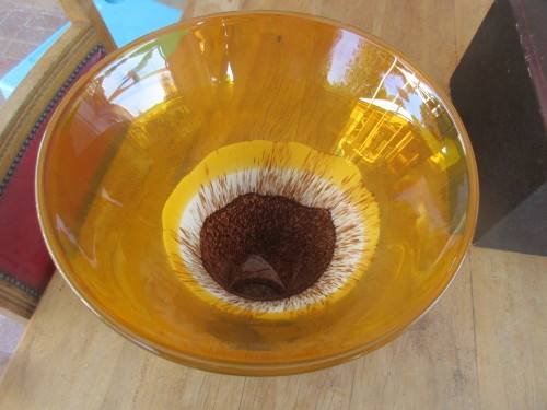 LARGE MULTI COLOURED GLASS VASE c 1970