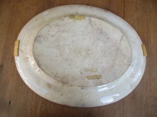 OLD C1920`S OVAL PLATTER TRANSFER PRINT OF BUTTERFLIES AND FOLIAGE.