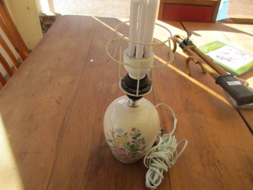 CERAMIC LAMP WITH ENAMEL UNDERGLAZE PAINTED SUMMER FLOWERS