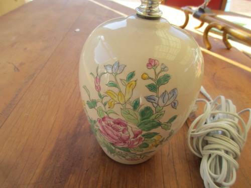 CERAMIC LAMP WITH ENAMEL UNDERGLAZE PAINTED SUMMER FLOWERS