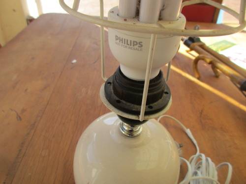 CERAMIC LAMP WITH ENAMEL UNDERGLAZE PAINTED SUMMER FLOWERS