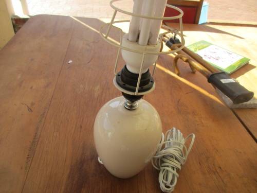 CERAMIC LAMP WITH ENAMEL UNDERGLAZE PAINTED SUMMER FLOWERS