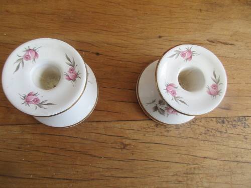 BELL WARE AG GILLIES MEYERTON PORCELAIN  PAIR CANDLESTICKS SOUTH AFRICA