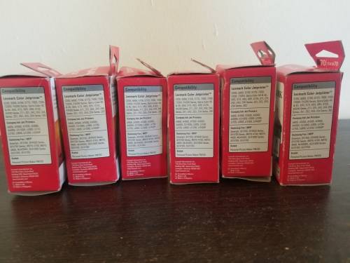 6x Lexmark 70 Black Ink Cartridge - OEM (OLD CARTRIDGES)
