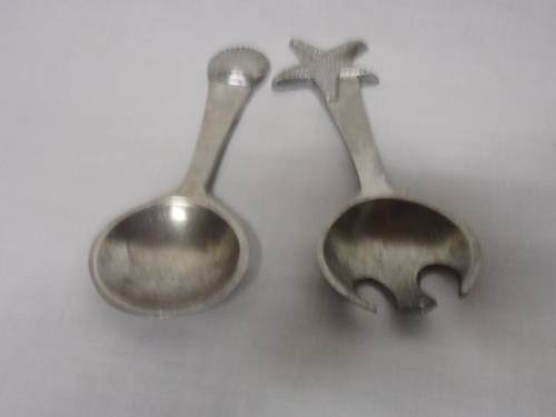 Very Special Pewter Salad Spoon set