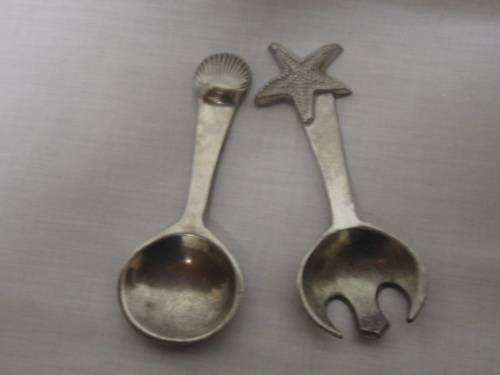 Very Special Pewter Salad Spoon set