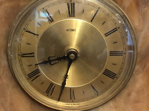 MELAMEC WOOD AND BRASS MANTEL CLOCK