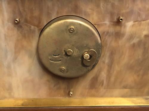MELAMEC WOOD AND BRASS MANTEL CLOCK