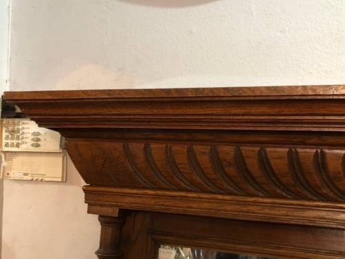 VERY LARGE OAK HALL MIRROR CIRCA 1900